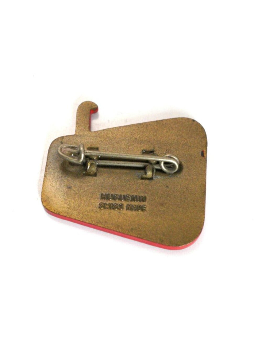 Vintage Huguenin Swiss Broken Bones Club Metal Brooch Funny Skiing Pin - Picture 2 of 3
